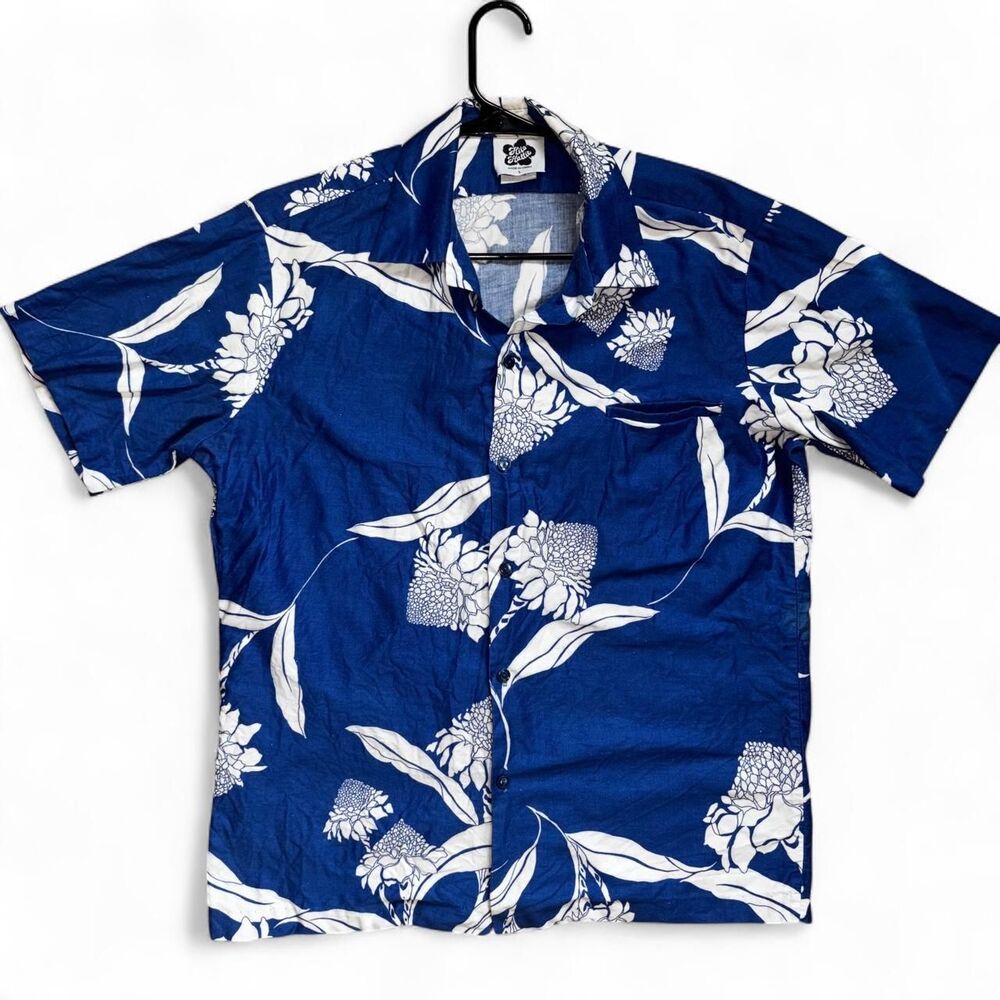 Y2k Vintage Hilo Hattie Blue Tropical Dad Button Shirt